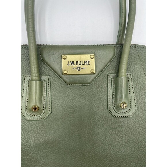 J. W. Hulme "SKYE" Glazed Pebble Grain Leather Satchel - Olive Green - Picture 3 of 16